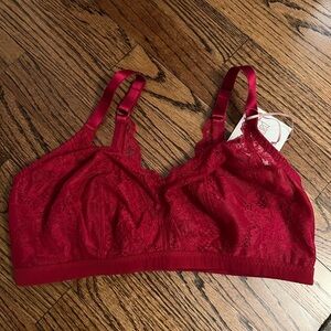 NEW Panache | Red Lace Imogen Non Wired Balconnet Bra‎ Electric Magenta Red 36DD